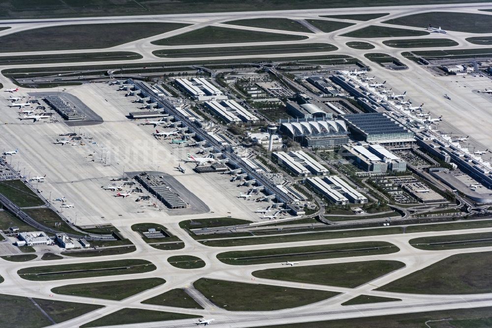 Luftbild München-Flughafen - Gelände des Flughafen München in München im Bundesland Bayern, Deutschland