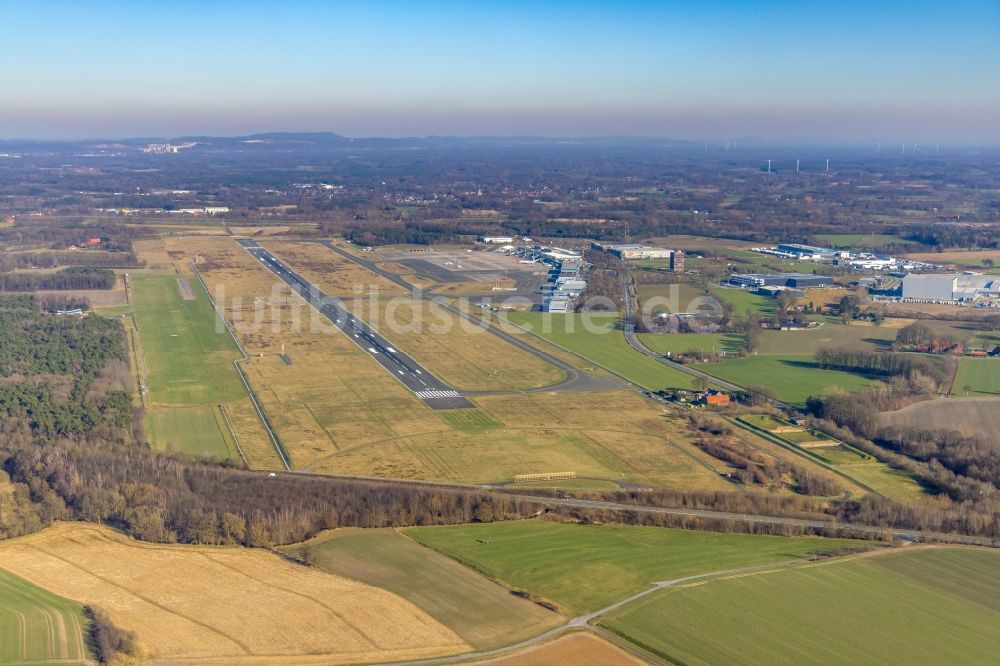 Luftbild Greven - Gelände des Flughafen Münster / Osnabrück in Greven im Bundesland Nordrhein-Westfalen, Deutschland