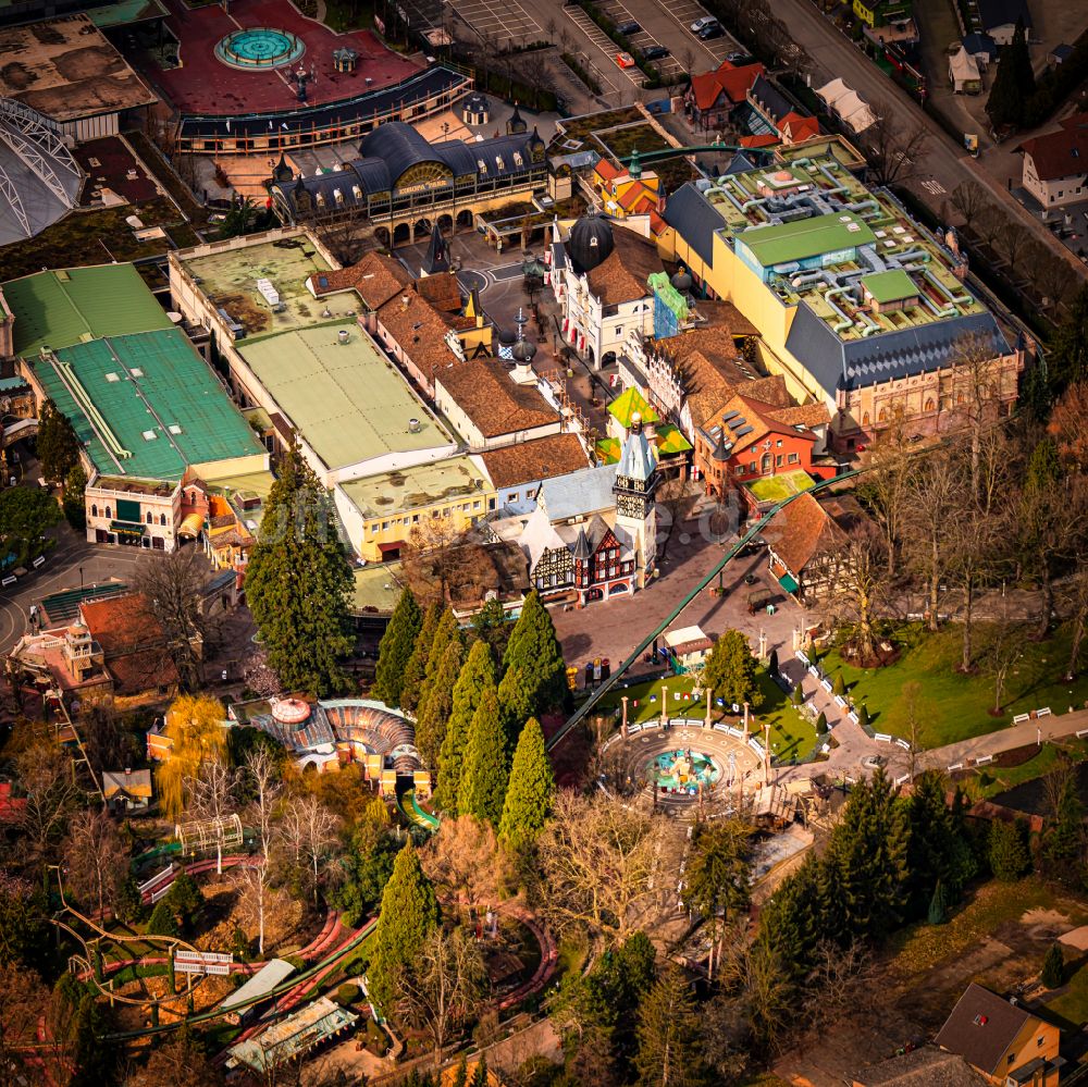 Rust von oben - Gelände des Freizeitpark Europapark in Rust im Bundesland Baden-Württemberg, Deutschland