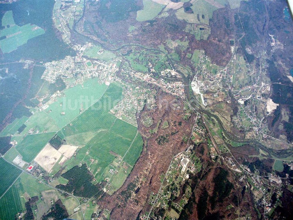 Bad Muskau von oben - Gelände des Fürst - Pückler - Parkes in Bad Muskau an der Neiße zur polnischen Grenze.