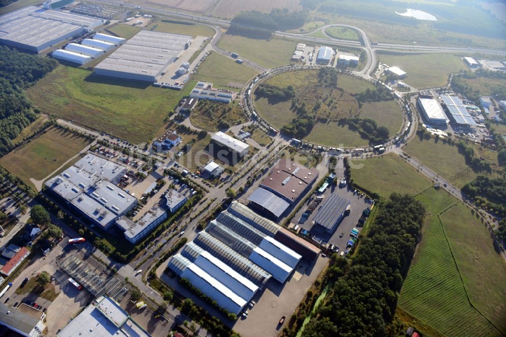 Luftaufnahme Ludwigsfelde - Gelände des Gewerbegebietes PreußenPark in Ludwigsfelde im Bundesland Brandenburg