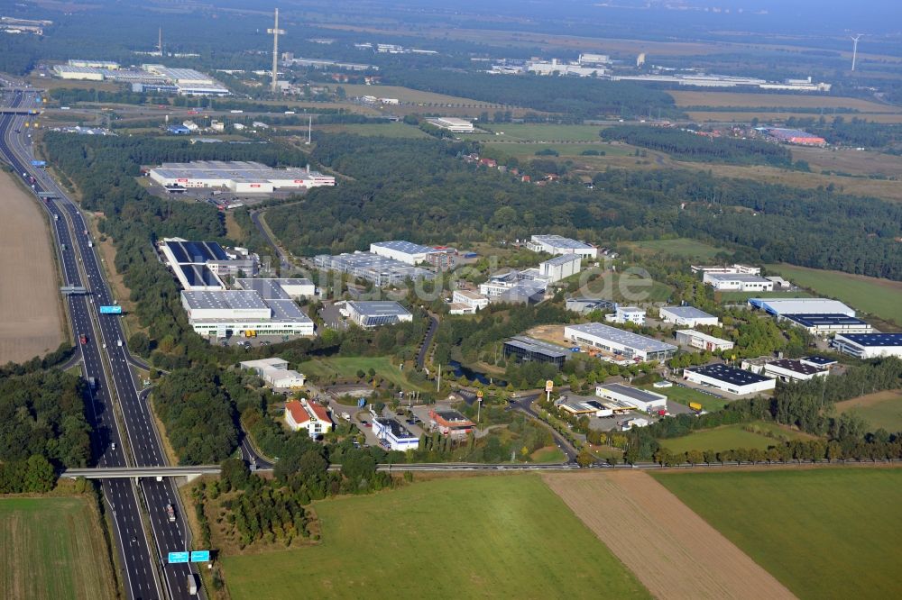 Luftbild Ludwigsfelde - Gelände des Gewerbeparks Brandenburg Park in Ludwigsfelde im Bundesland Brandenburg