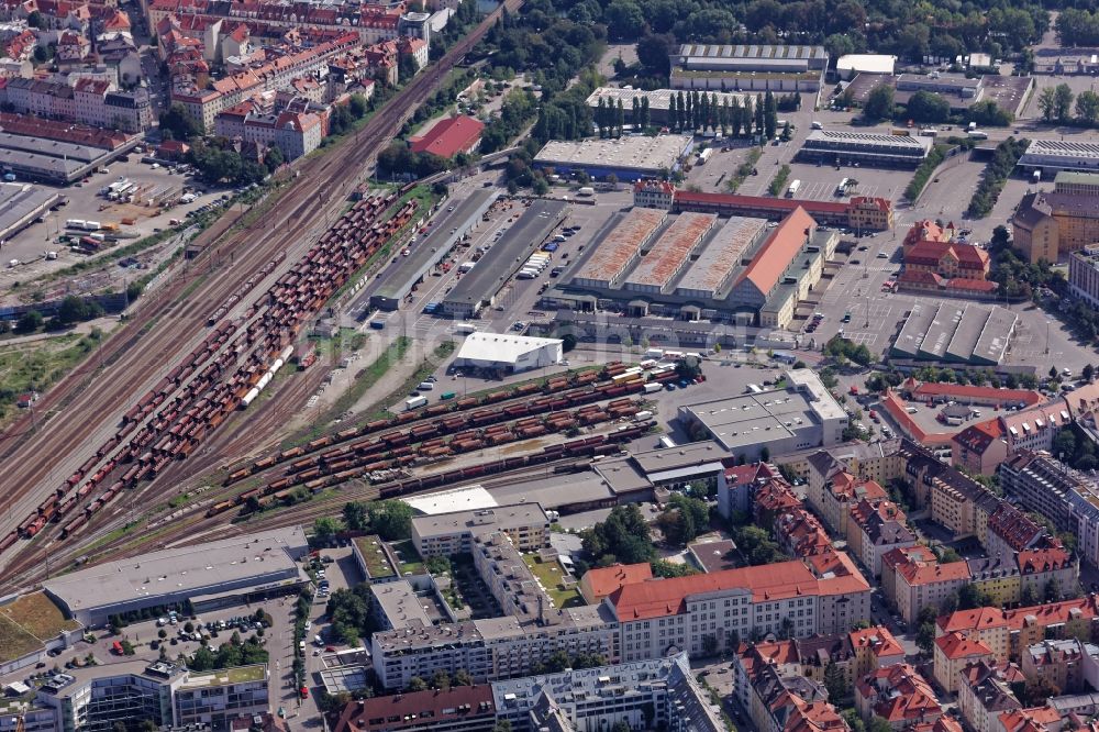 München aus der Vogelperspektive: Gelände der Großmarkthalle in München Sendling im Bundesland Bayern