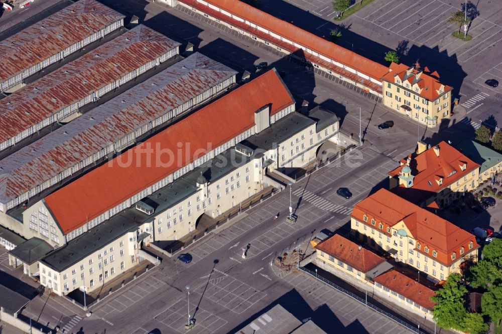 München von oben - Gelände der Großmarkthalle in München Sendling im Bundesland Bayern