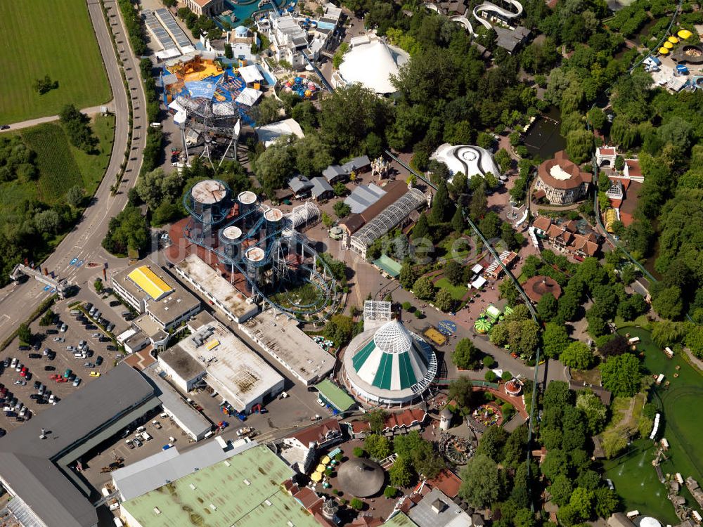 Luftbild Rust - Gelände des größten Freizeit- und Vergnügungsparks Deutschlands, dem Europapark in Rust