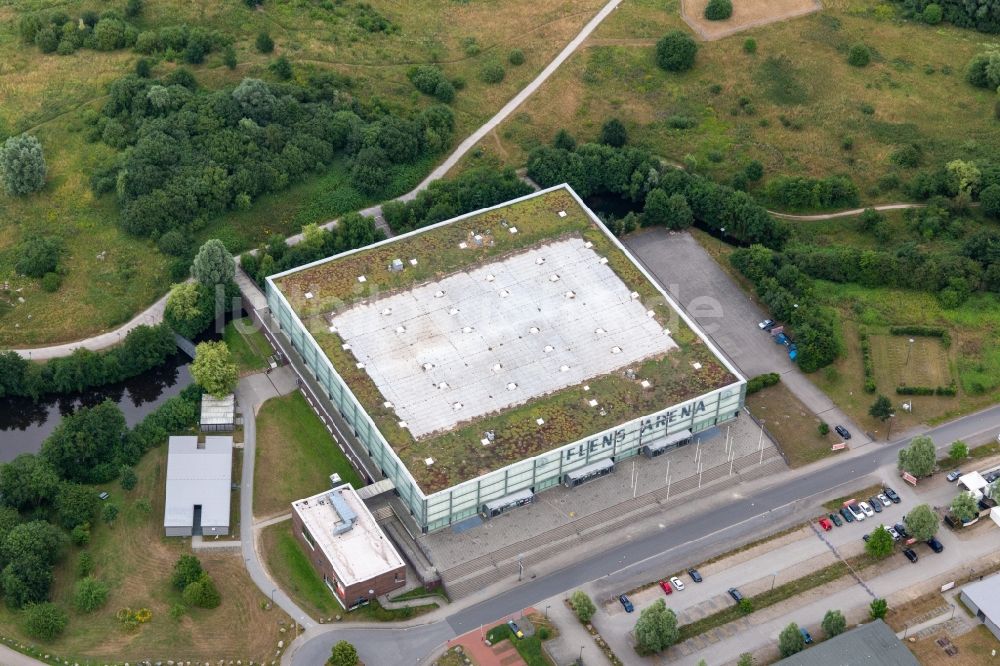 Luftaufnahme Flensburg - Gelände der Halle Flens-Arena in Flensburg im Bundesland Schleswig-Holstein, Deutschland