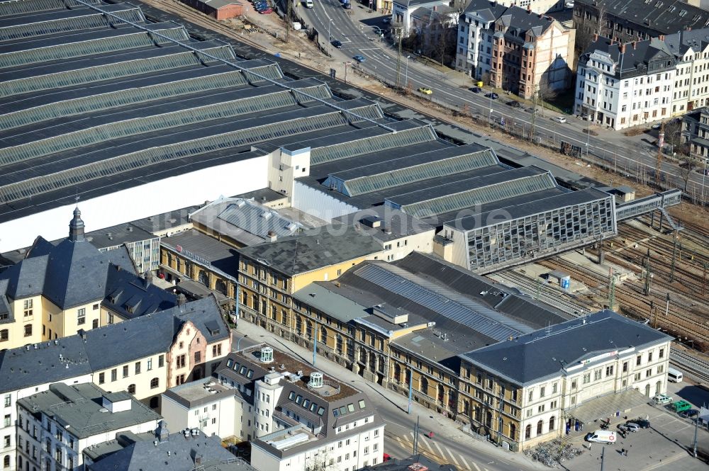 Chemnitz aus der Vogelperspektive: Gelände des Hauptbahnhof Chemnitz im Bundesland Sachsen