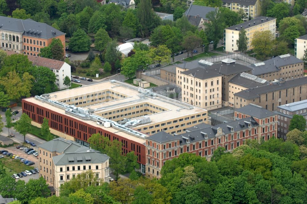 Chemnitz aus der Vogelperspektive: Gelände der Justizvollzugsanstalt JVA Chemnitz Kaßberg in Chemnitz im Bundesland Sachsen