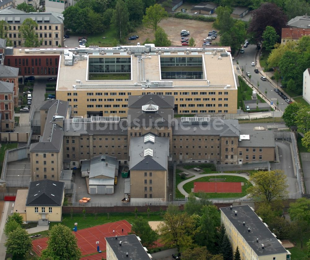 Luftaufnahme Chemnitz - Gelände der Justizvollzugsanstalt JVA Chemnitz Kaßberg in Chemnitz im Bundesland Sachsen