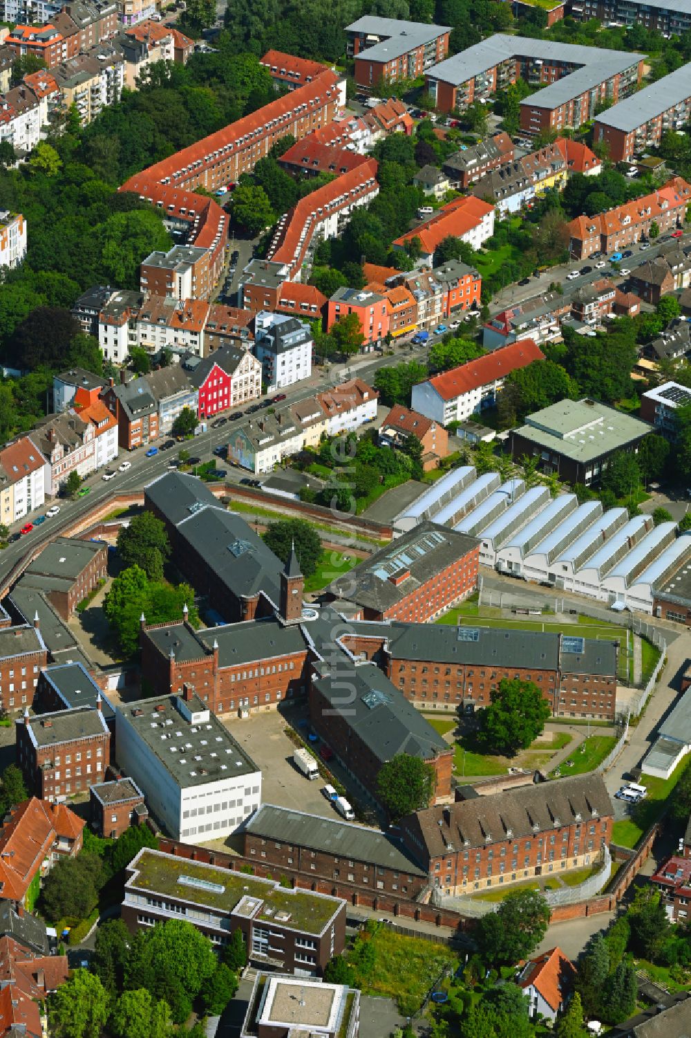 Luftbild Münster - Gelände der Justizvollzugsanstalt JVA an der Gartenstraße in Münster im Bundesland Nordrhein-Westfalen, Deutschland