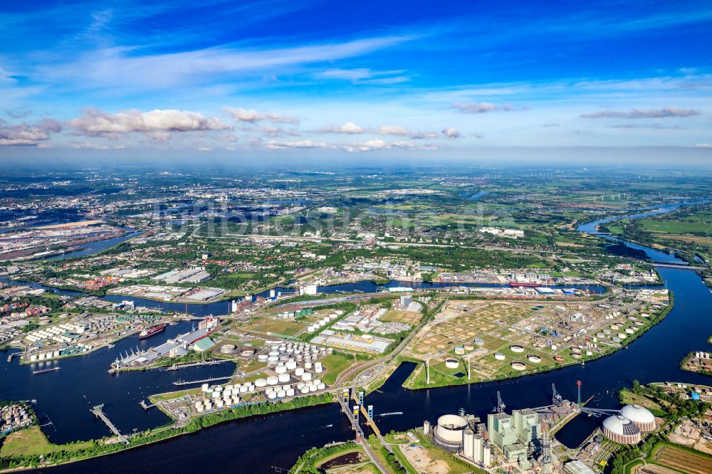 Hamburg aus der Vogelperspektive: Gelände zu Kali- und Mineralöl- Umschlag mit Tanks und Industrieanlagen am Hohe Schaarhafen in Hamburg