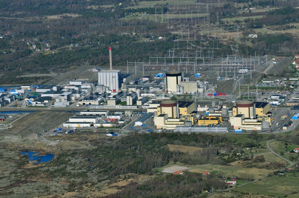 Ringhals aus der Vogelperspektive: Gelände des Kernkraftwerk in Ringhals in Schweden