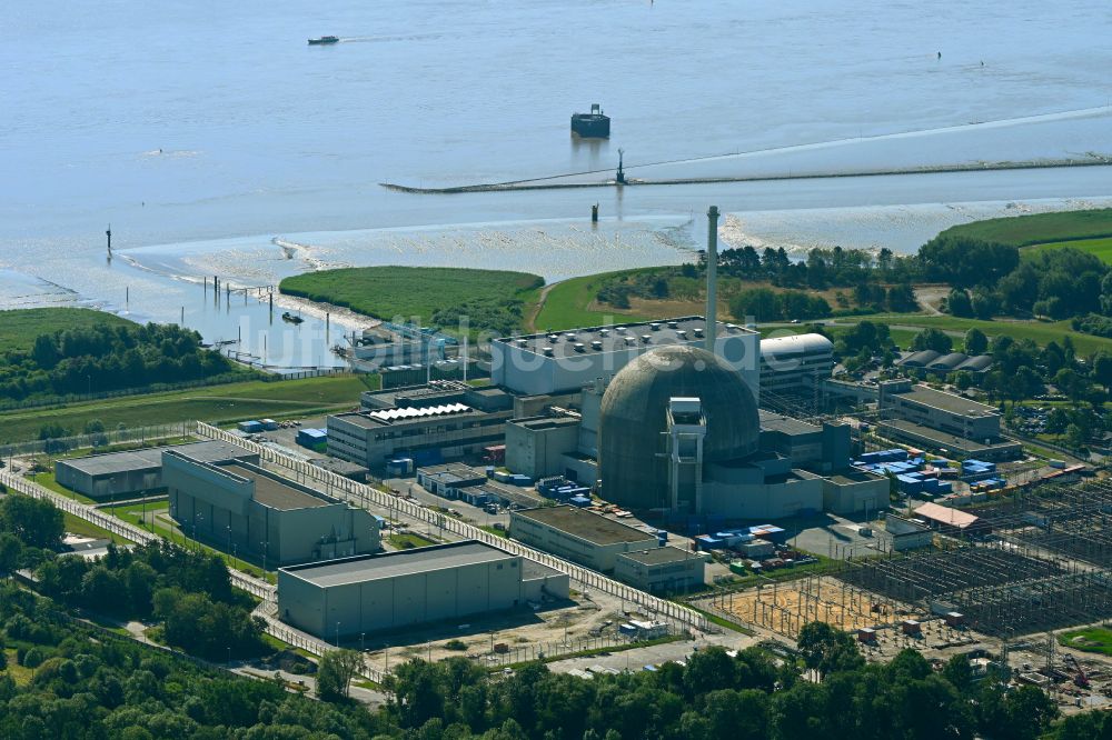 Luftaufnahme Stadland - Gelände des Kernkraftwerk Unterweser in Stadland im Bundesland Niedersachsen, Deutschland