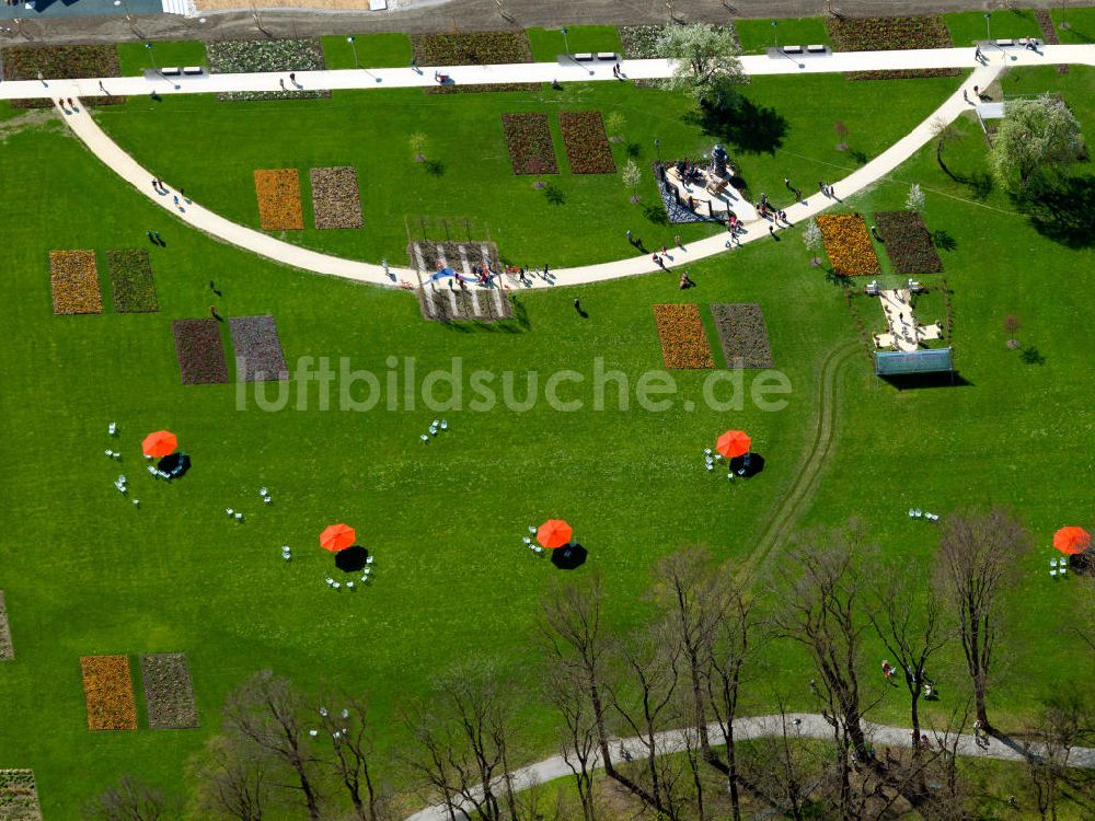 Neu-Ulm aus der Vogelperspektive: Gelände der LaGa Landesgartenschau Neu-Ulm in Bayern