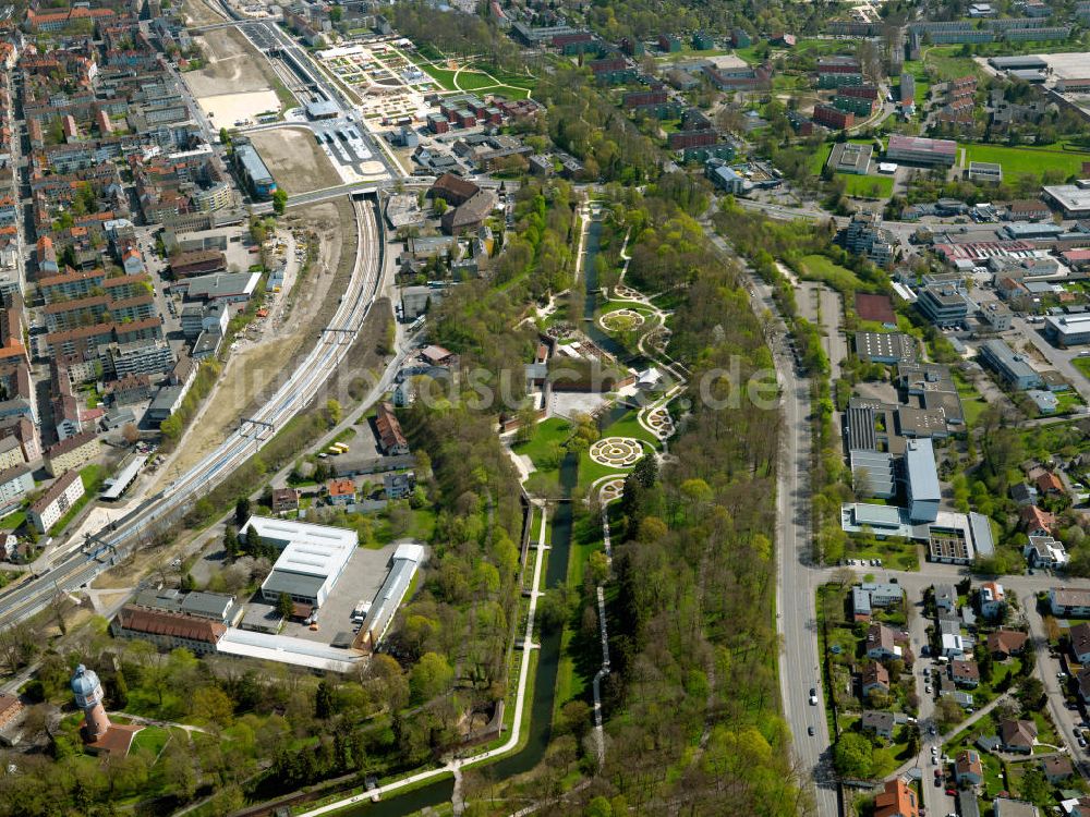 Neu-Ulm von oben - Gelände der LaGa Landesgartenschau Neu-Ulm in Bayern