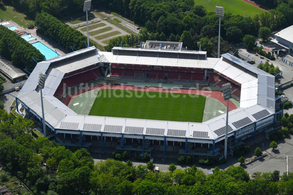 Nürnberg aus der Vogelperspektive: Gelände am Max- Morlock- Stadion in Nürnberg im Bundesland Bayern