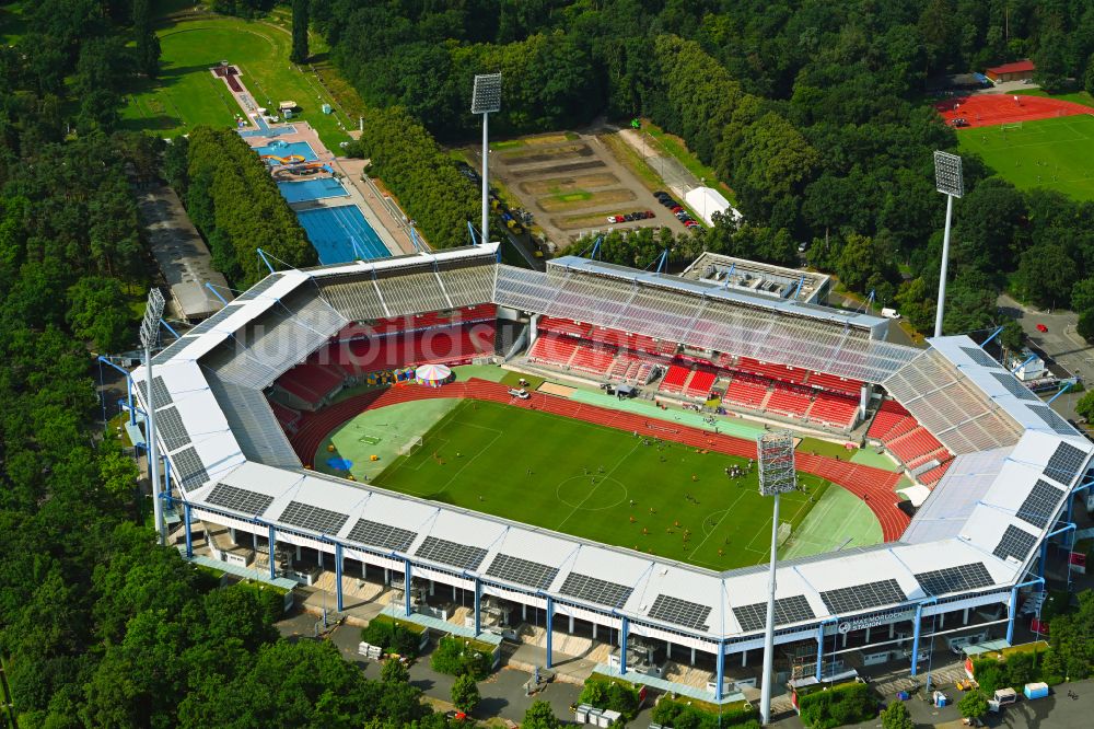 Nürnberg aus der Vogelperspektive: Gelände am Max- Morlock- Stadion in Nürnberg im Bundesland Bayern