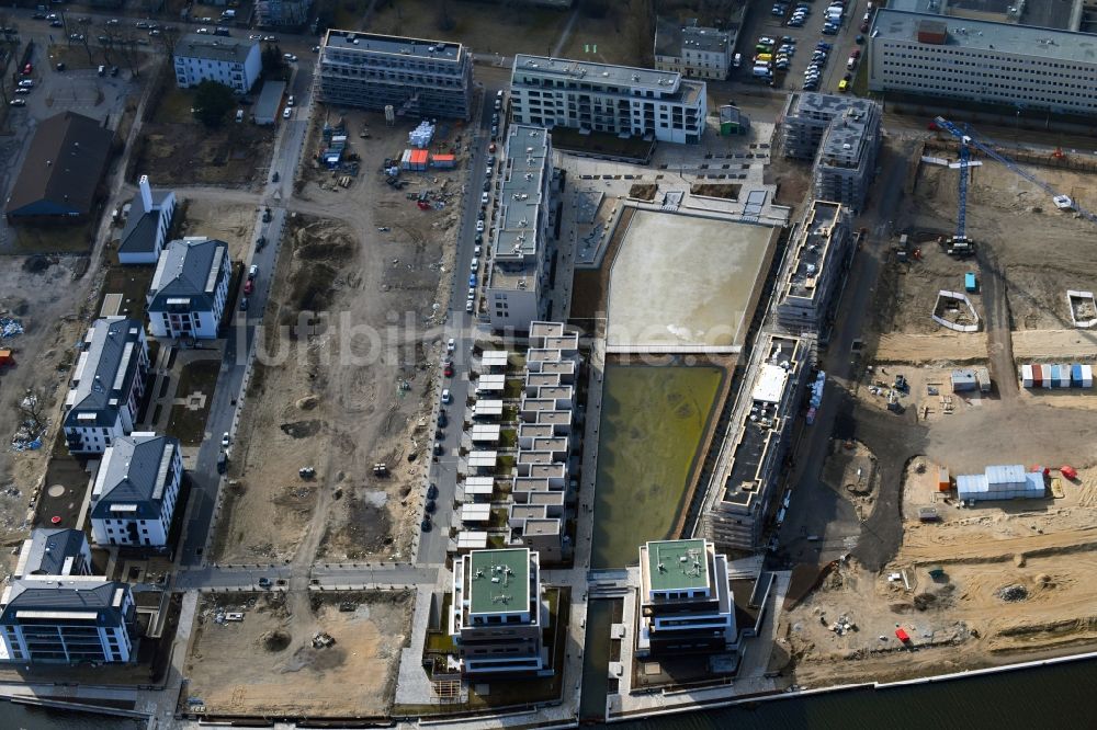 Luftbild Berlin - Gelände des Neubauprojektes NeueWasserliebe - 52 Grad Nord Wohnen am Wasser in Berlin-Grünau im Ortsteil Grünau in Berlin