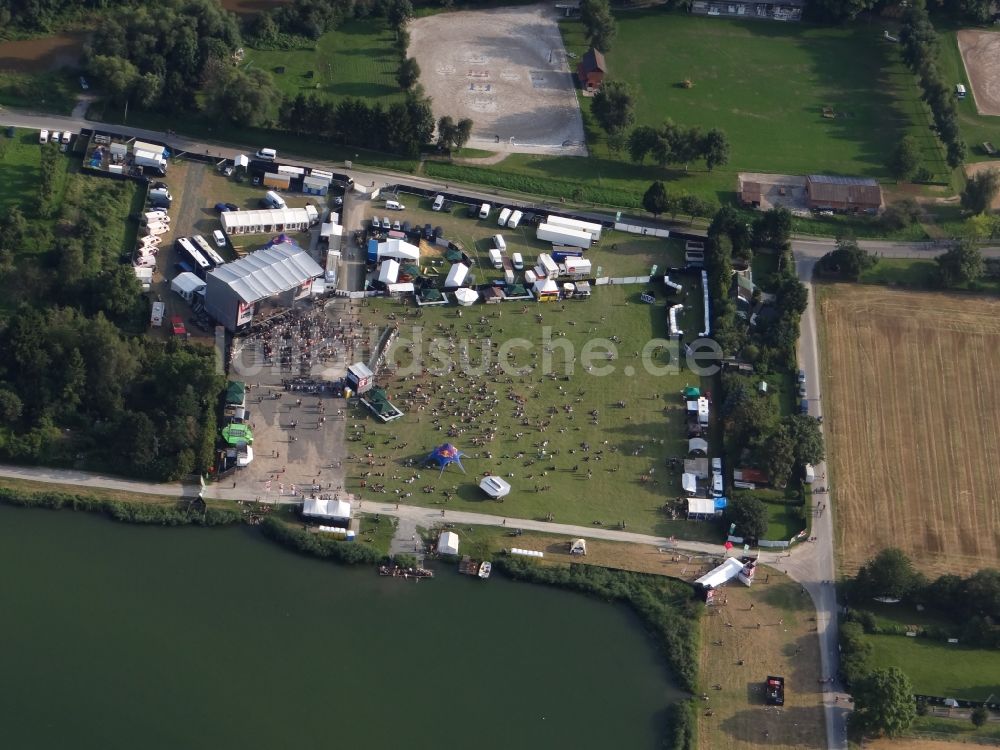 Eschwege aus der Vogelperspektive: Gelände des Open Flair Musik- Festival in Eschwege im Bundesland Hessen