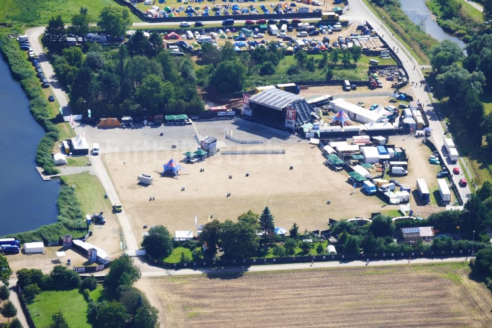 Luftaufnahme Eschwege - Gelände des Open Flair Musik- Festival in Eschwege im Bundesland Hessen