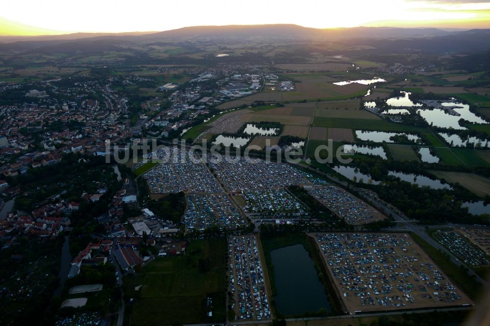 Eschwege von oben - Gelände des OPEN FLAIR Musik- Festival in Eschwege im Bundesland Hessen, Deutschland