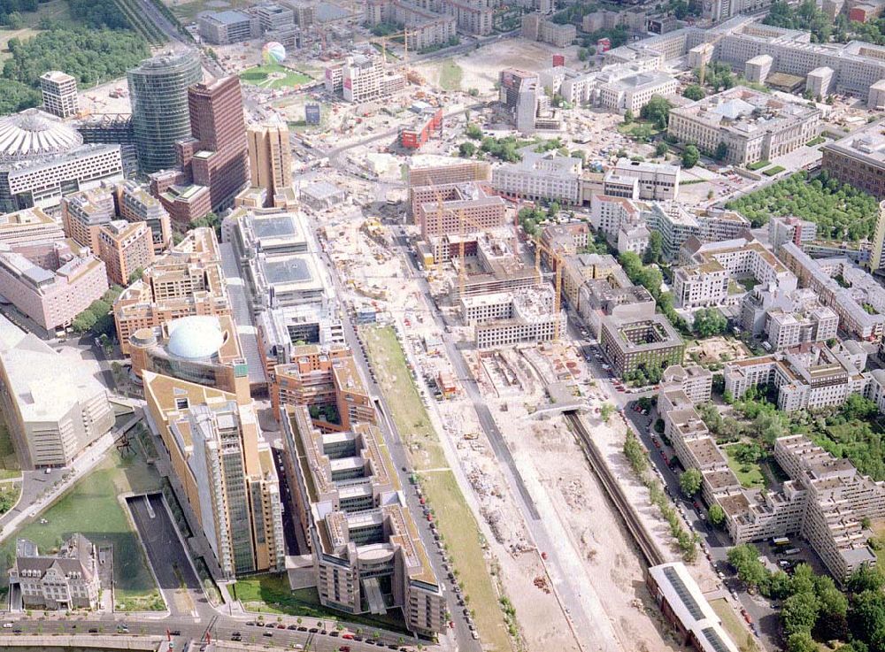 Berlin - Tiergarten von oben - Gelände des Potsdamer Platzes in Berlin-Tiergarten - ein Objekt der HVB - Projekt GmbH.