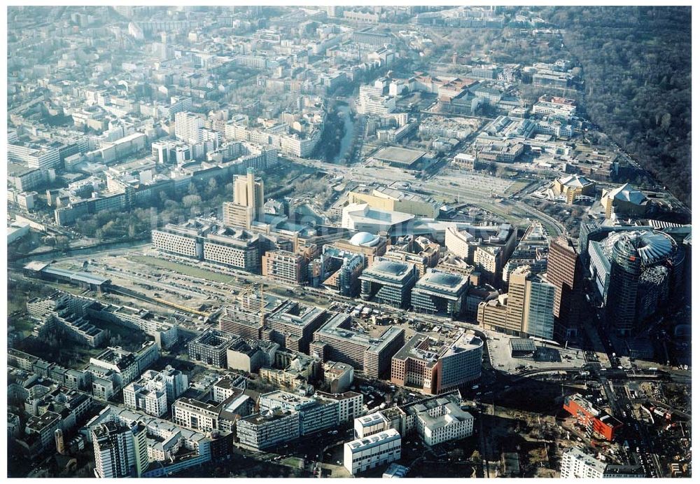 Berlin - Tiergarten aus der Vogelperspektive: Gelände des Potsdamer Platzes in Berlin-Tiergarten - ein Objekt der HVB - Projekt GmbH.