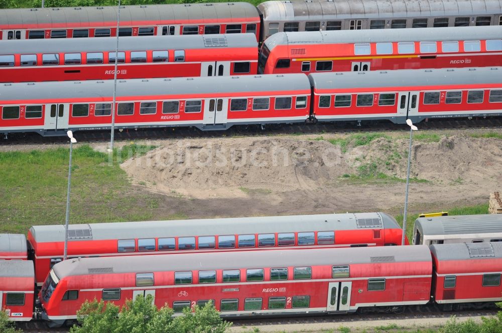 Wittenberge von oben - Gelände des Reichsbahnausbesserungswerk Wittenberge ( RAW ) als jetziges Instandhaltungswerk der Deutschen Bahn AG in Wittenberge