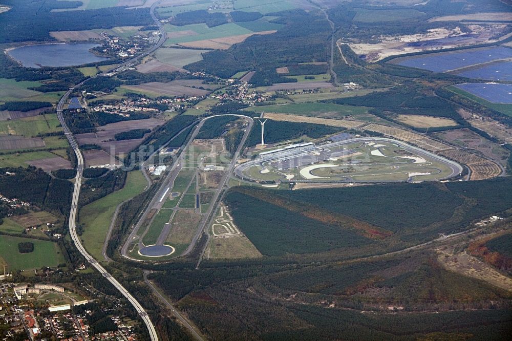 Klettwitz von oben - Gelände der Rennbahn des Lausitzring / EuroSpeedway Lausitz im Bundesland Brandenburg