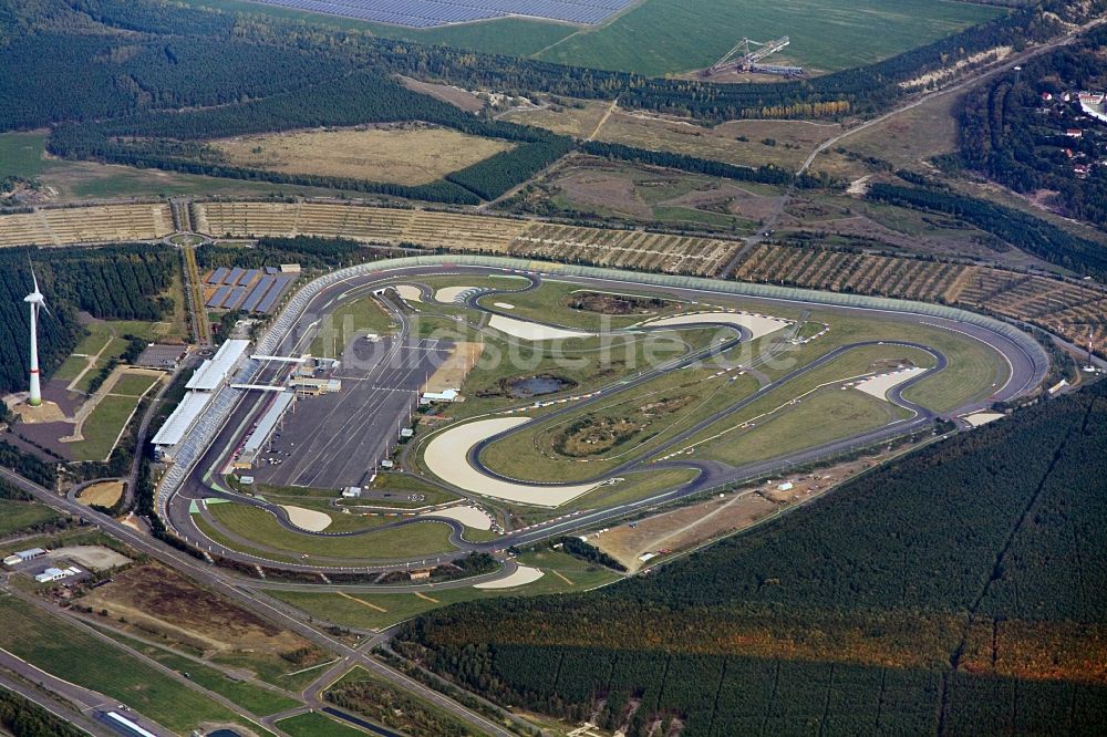 Klettwitz aus der Vogelperspektive: Gelände der Rennbahn des Lausitzring / EuroSpeedway Lausitz im Bundesland Brandenburg