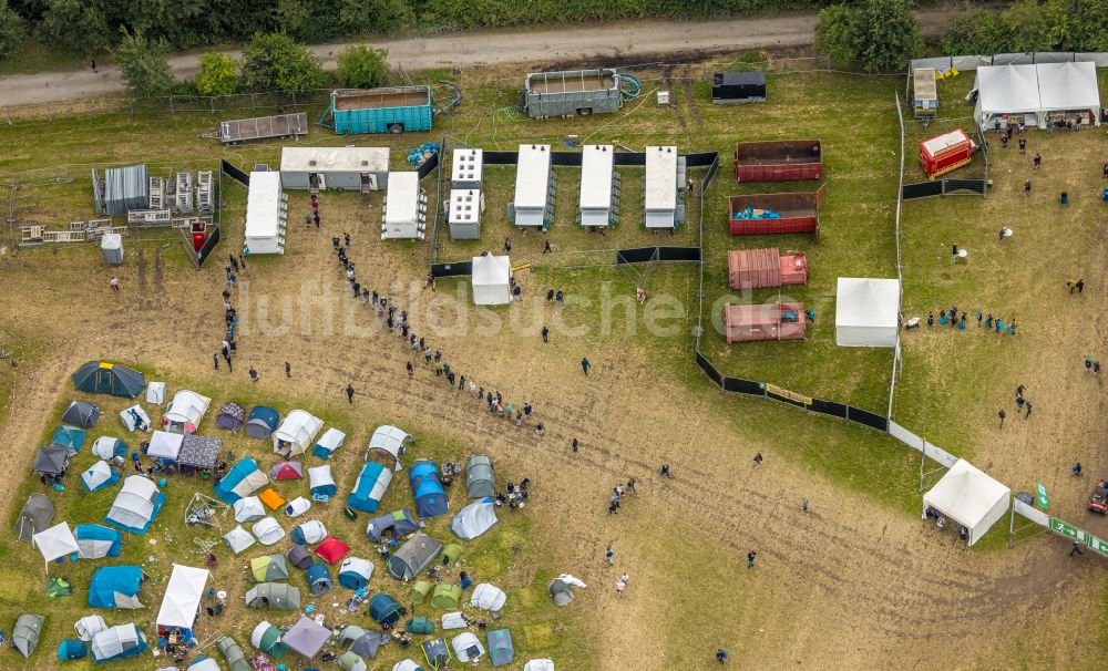 Luftaufnahme Hünxe - Gelände des Ruhrpott Rodeo Festival Musik- Festival in Hünxe im Bundesland Nordrhein-Westfalen, Deutschland