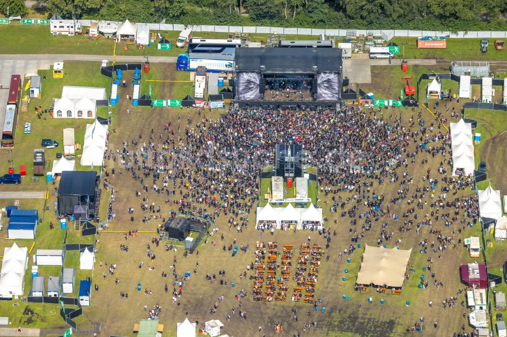 Luftbild Hünxe - Gelände des Ruhrpott Rodeo Festival Musik- Festival in Hünxe im Bundesland Nordrhein-Westfalen, Deutschland