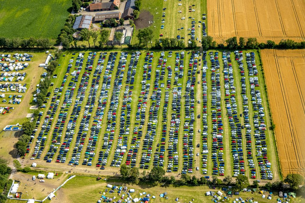 Luftbild Hünxe - Gelände des Ruhrpott Rodeo Festival Musik- Festival in Hünxe im Bundesland Nordrhein-Westfalen, Deutschland