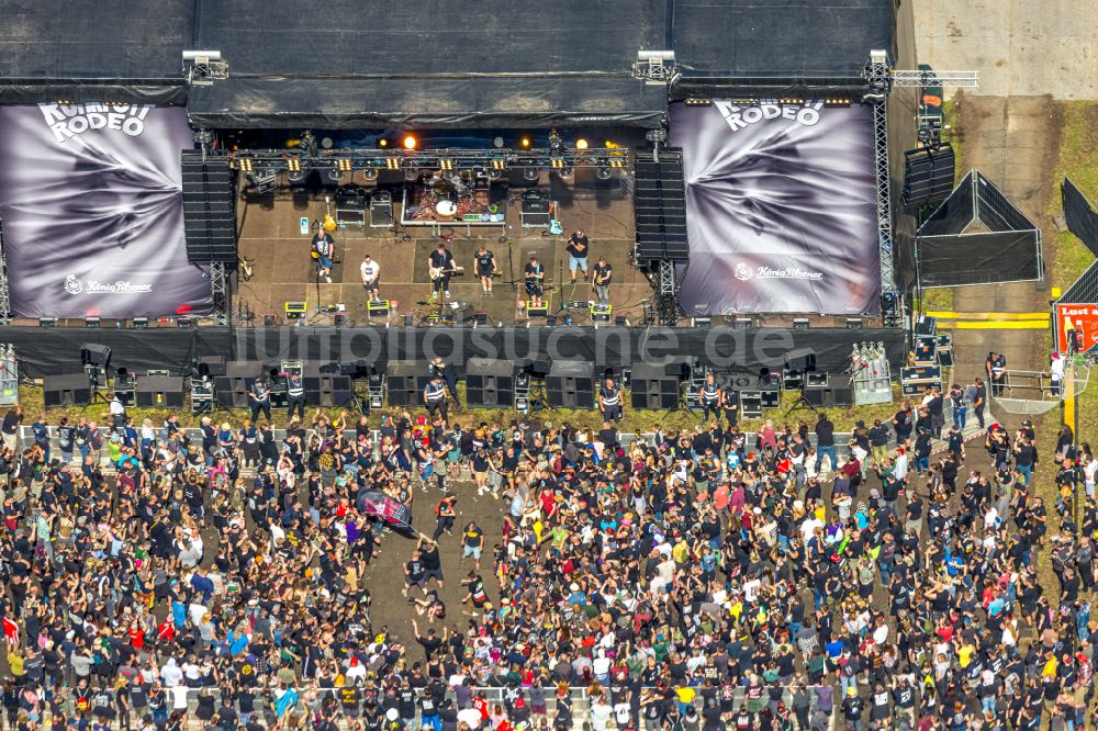 Luftbild Hünxe - Gelände des Ruhrpott Rodeo Festival Musik- Festival in Hünxe im Bundesland Nordrhein-Westfalen, Deutschland