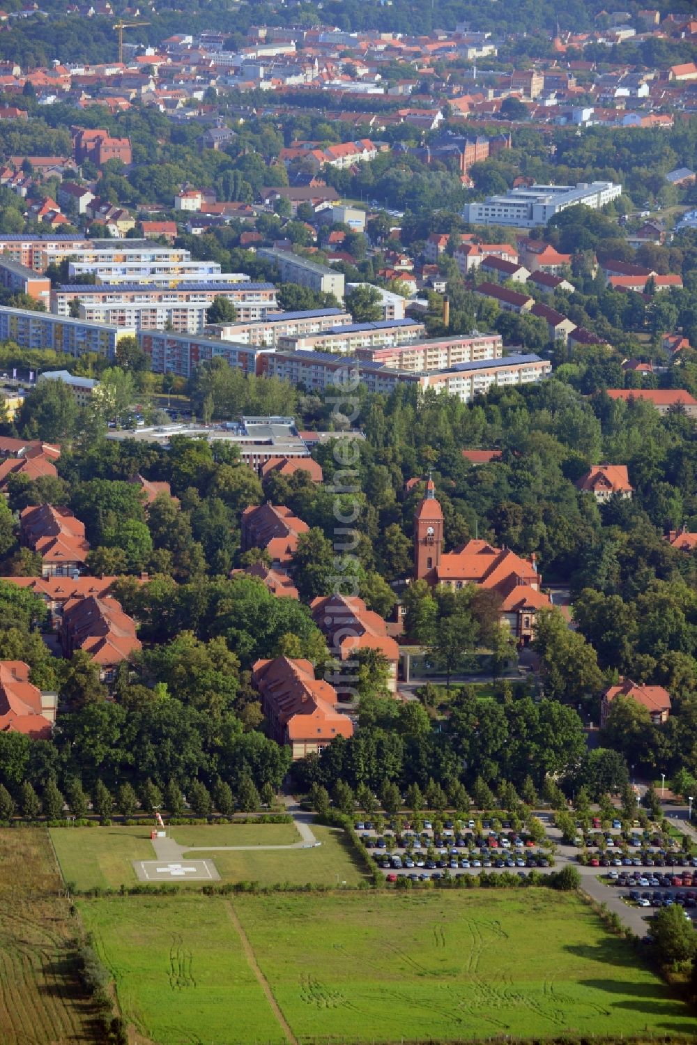 Neuruppin von oben - Gelände der Ruppiner Kliniken in Neuruppin im Bundesland Brandenburg