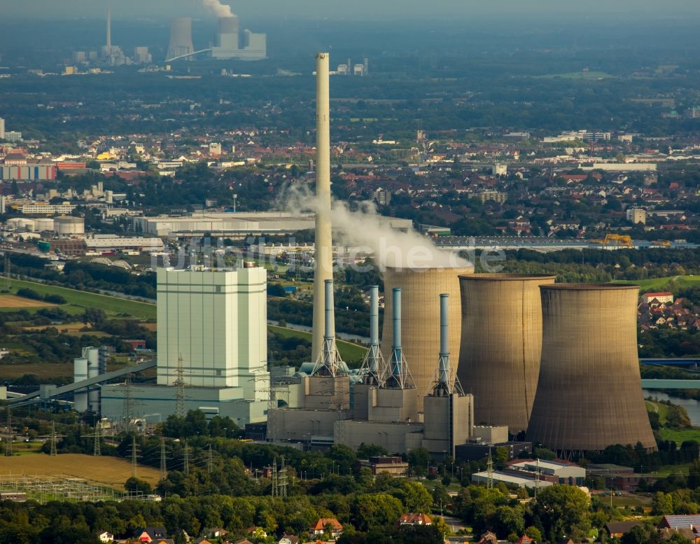 Werne von oben - Gelände des RWE Gas- und Dampfturbinen-Kraftwerk in Werne im Bundesland Nordrhein-Westfalen