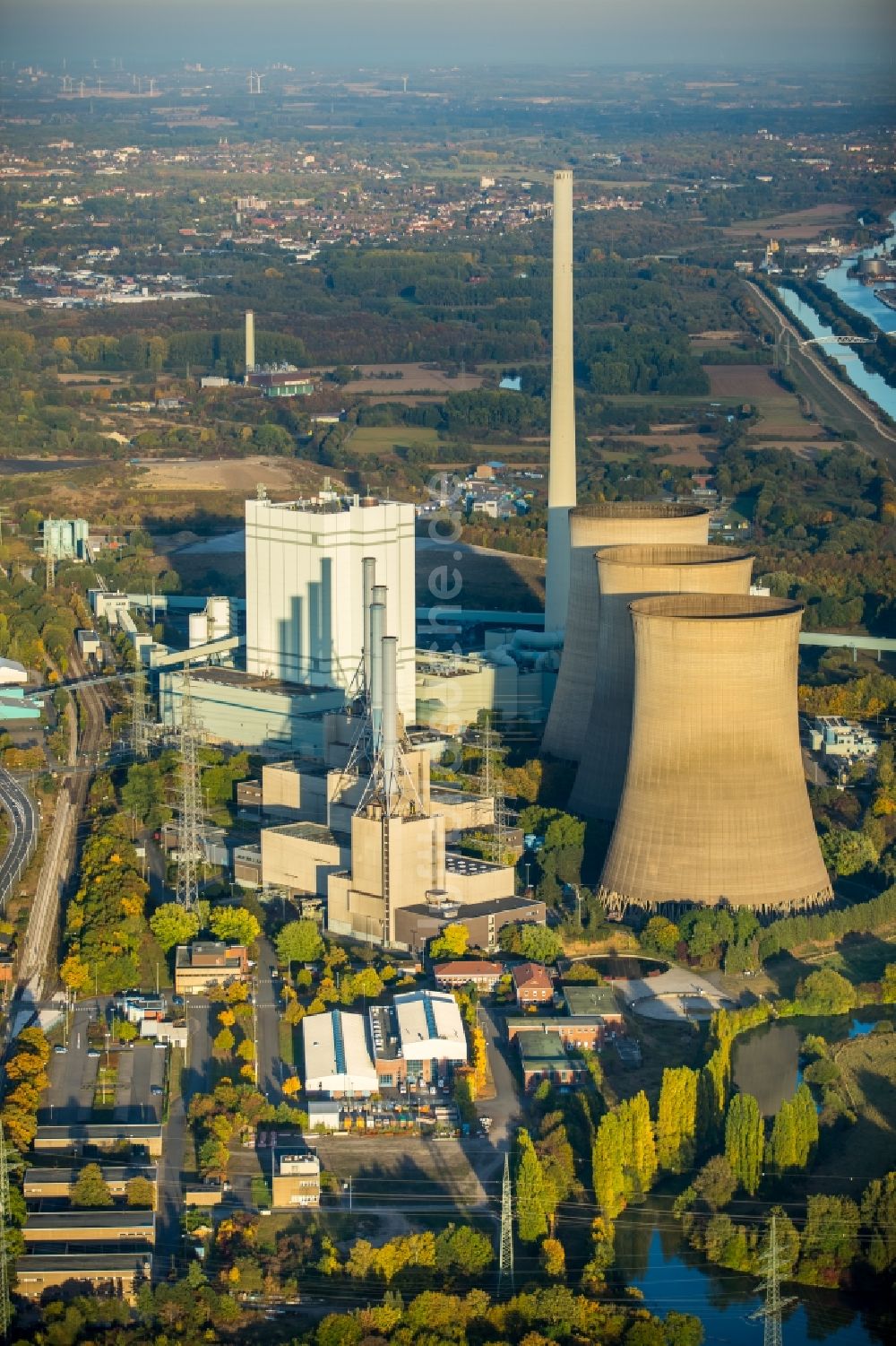 Luftbild Werne - Gelände des RWE Gas- und Dampfturbinen-Kraftwerk in Werne im Bundesland Nordrhein-Westfalen