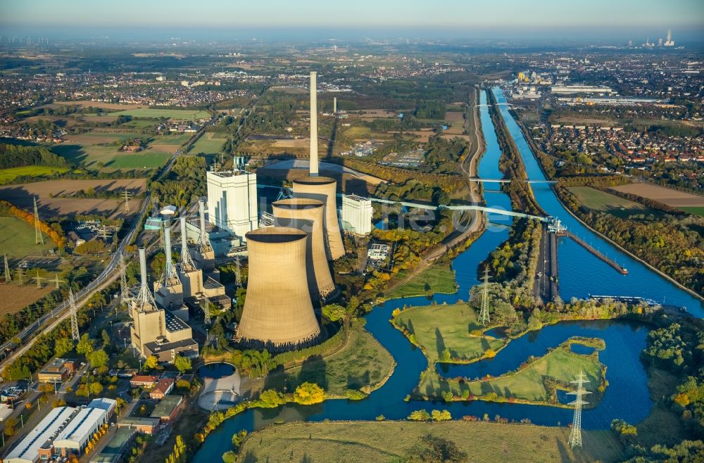 Luftaufnahme Werne - Gelände des RWE Gas- und Dampfturbinen-Kraftwerk in Werne im Bundesland Nordrhein-Westfalen