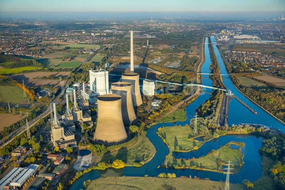 Werne von oben - Gelände des RWE Gas- und Dampfturbinen-Kraftwerk in Werne im Bundesland Nordrhein-Westfalen