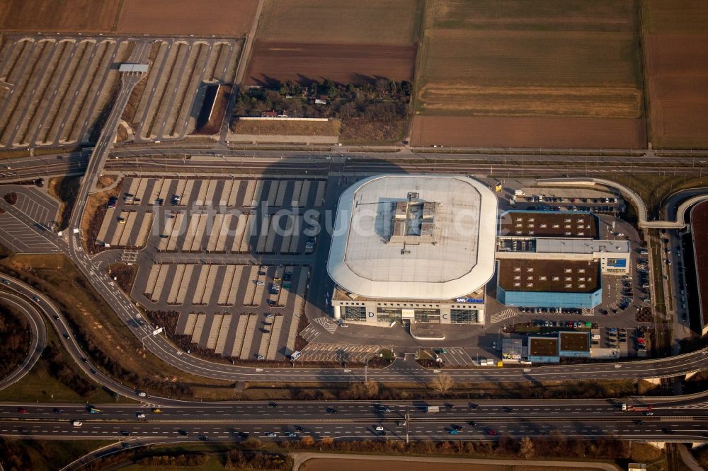 Luftaufnahme Mannheim - Gelände der SAP Arena in Mannheim im Bundesland Baden-Württemberg, Deutschland