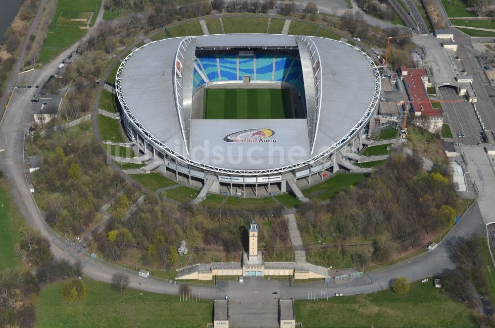 Leipzig von oben - Gelände des Stadion Red Bull Arena, vormals Zentralstadion, in Leipzig in Sachsen