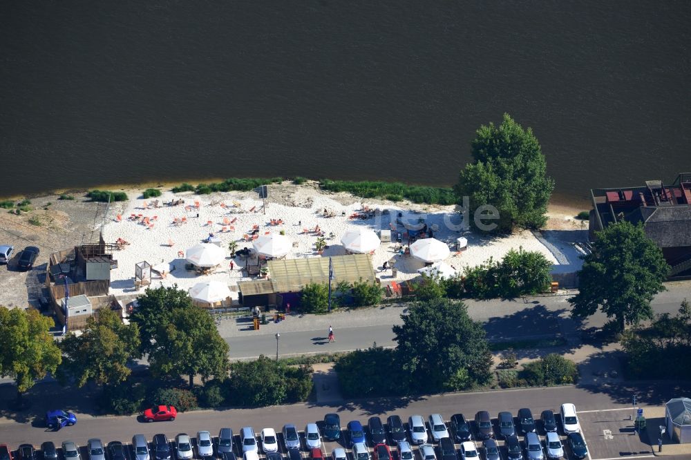 Luftaufnahme Magdeburg - Gelände der Strandbar Magdeburg am Ufer der Elbe in Magdeburg in Sachsen-Anhalt