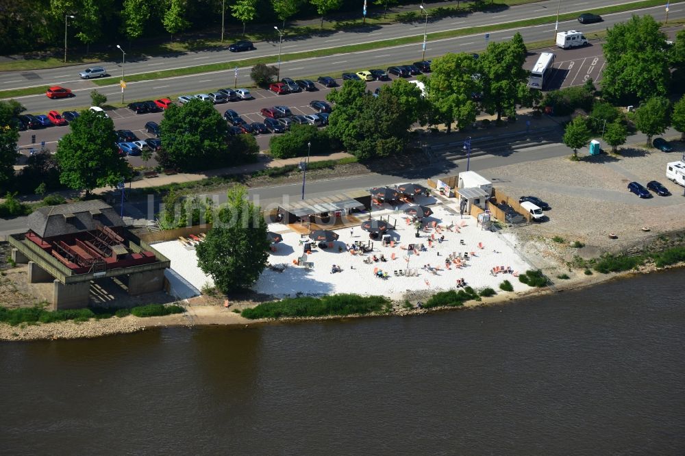 Luftbild Magdeburg - Gelände der Strandbar Magdeburg am Ufer der Elbe in Magdeburg in Sachsen-Anhalt