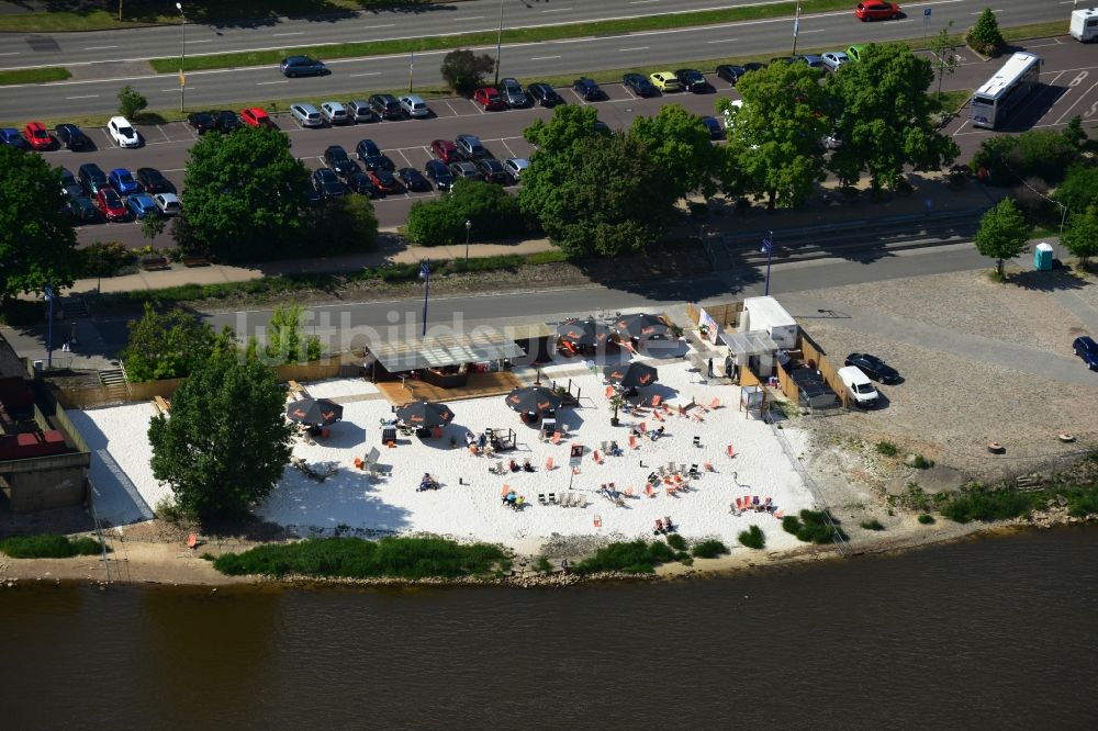 Luftaufnahme Magdeburg - Gelände der Strandbar Magdeburg am Ufer der Elbe in Magdeburg in Sachsen-Anhalt