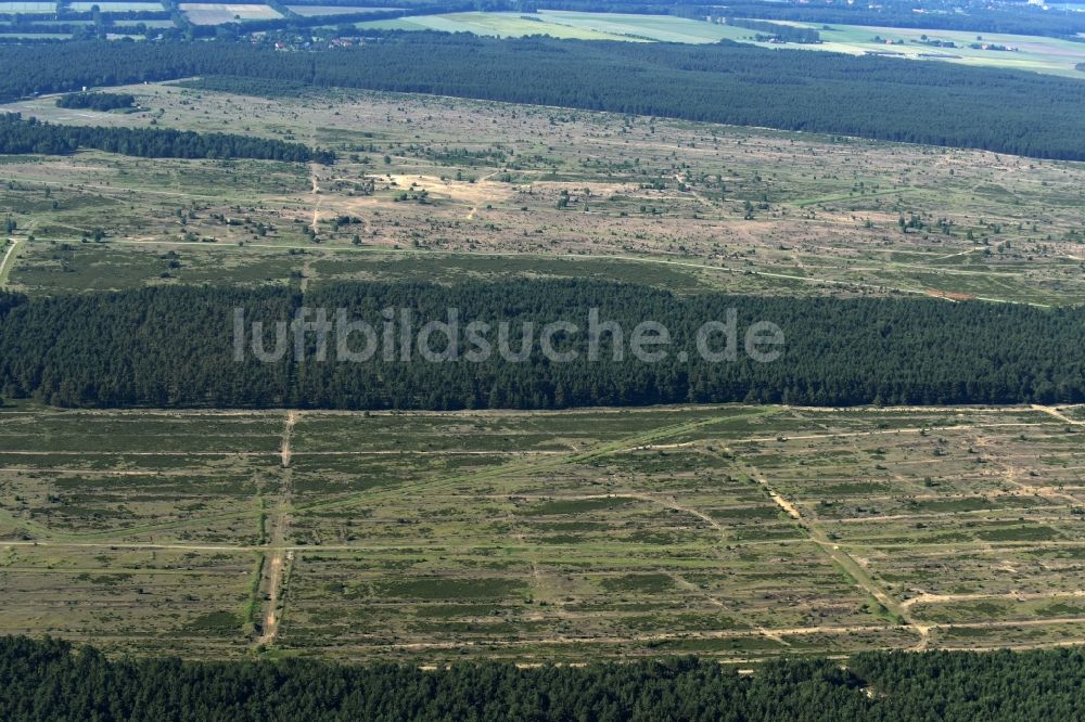 Luftaufnahme Lübthen - Gelände des Truppenübungsplatz der Bundeswehr in Lübthen im Bundesland Mecklenburg-Vorpommern