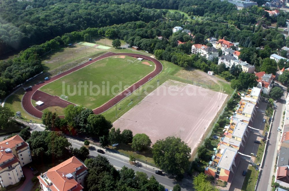 Luftaufnahme Halle / Saale - Gelände des Turbine Sportplatz an der Rainstraße in Halle (Saale) in Sachsen-Anhalt