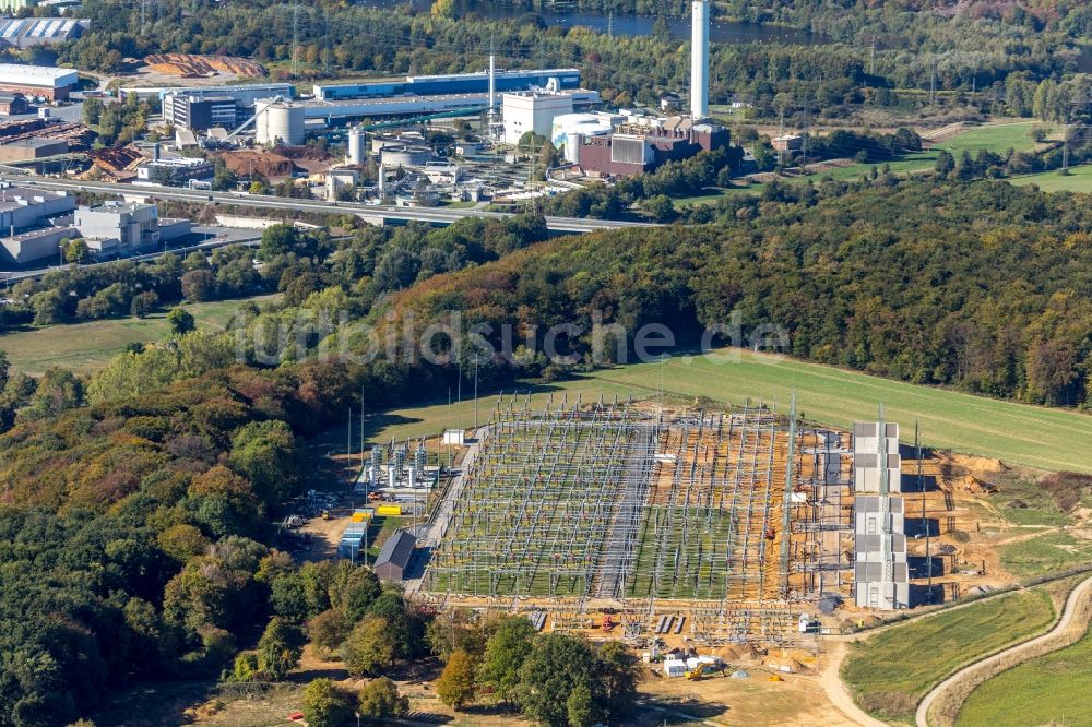 Hagen aus der Vogelperspektive: Gelände des Umspannwerkes der Amprion GmbH in Hagen im Bundesland Nordrhein-Westfalen, Deutschland