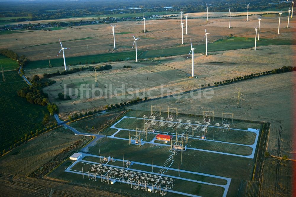 Luftaufnahme Badingen - Gelände des Umspannwerkes in Badingen im Bundesland Brandenburg, Deutschland