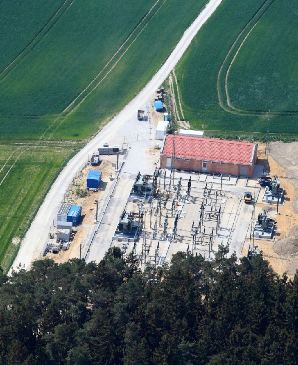 Luftaufnahme Markt Indersdorf - Gelände des Umspannwerkes der Bayernwerk AG in Markt Indersdorf im Bundesland Bayern, Deutschland