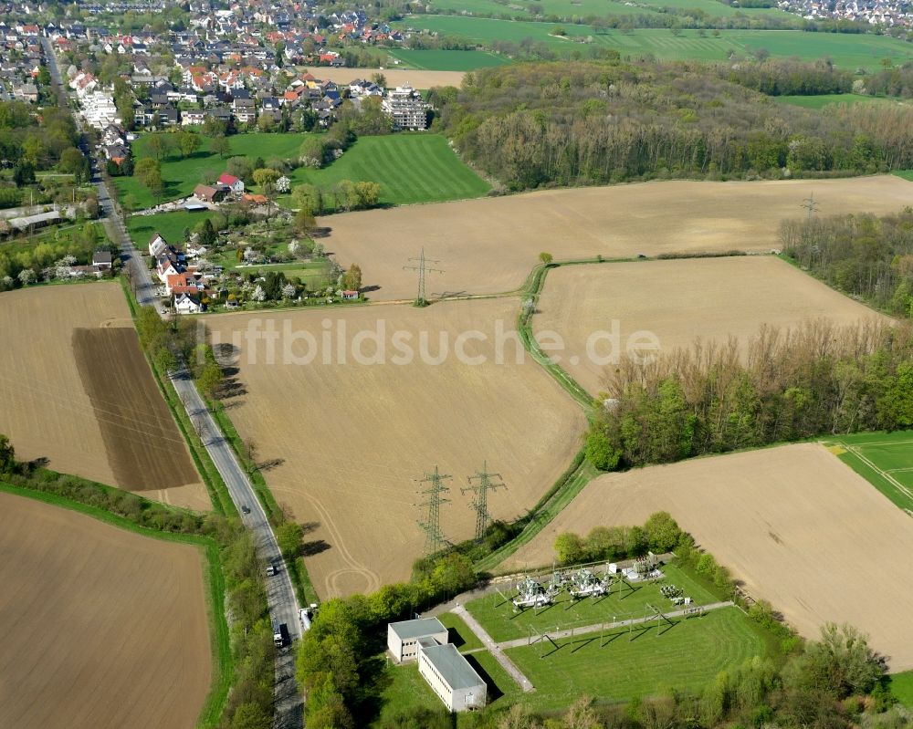 Luftbild Hamm - Gelände des Umspannwerkes und Felder an der Martinsstraße südlich des Stadtteils Lohauserholz in Hamm im Bundesland Nordrhein-Westfalen